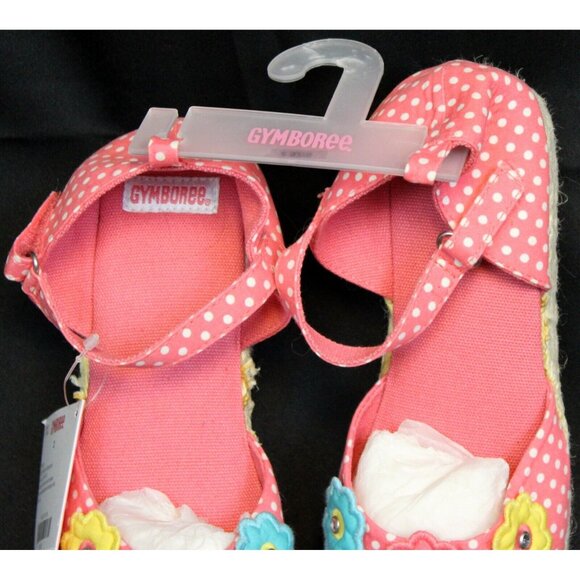 NEW 2009 Gymboree Happy Rainbow Sandals Coral Pink Polka Dot Flowers Espadrille - Picture 3 of 9